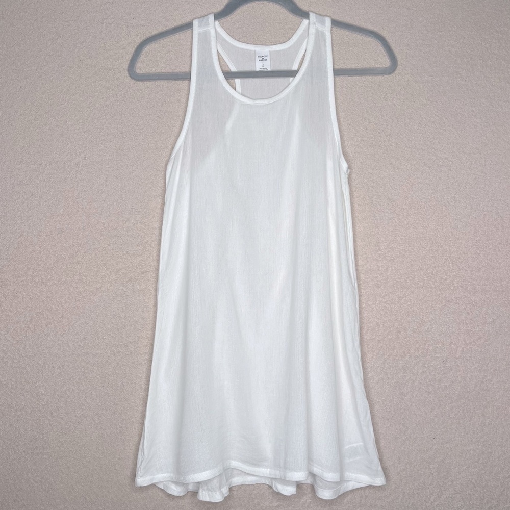 Melrose & Market Racerback Flowy Tank Top-White-Women’s S-Casual-Summer-Classic